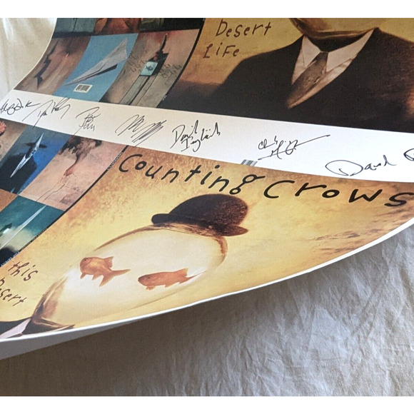 Counting Crows Band SIGNED 1990's Uncut LP Sleeve THIS DESERT LIFE 28" ⭐ COA LOA - Picture 8 of 13